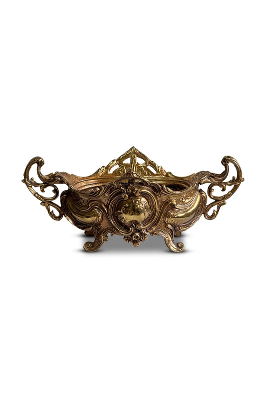 Antique Brass Art Nouveau Jardiniere Rococo Footed Bowl