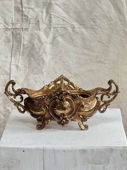 Antique Brass Art Nouveau Jardiniere Rococo Footed Bowl