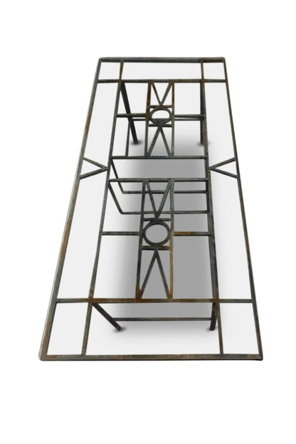 Mid-Century Wrought Iron Outdoor Coffee Table with Glass