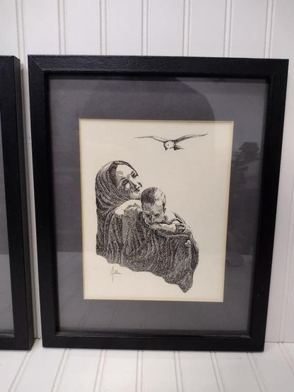 Vintage Framed Wall Art - Set of 2 pieces