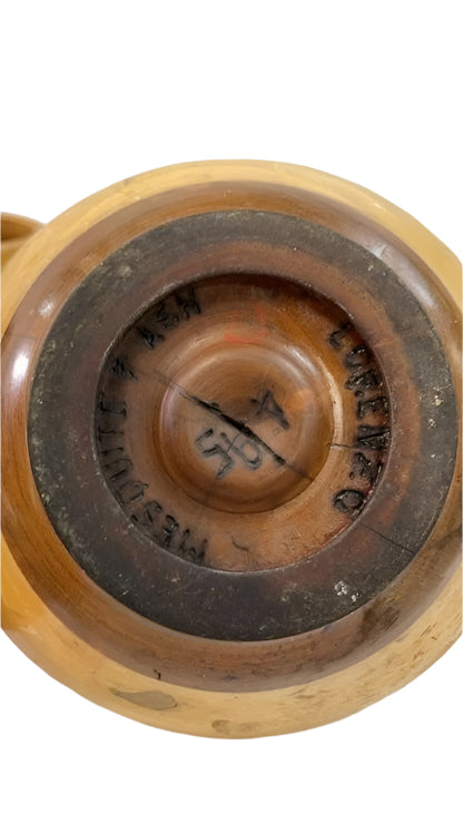 Vintage mesquite Wooden bowl Signed Lorenzo