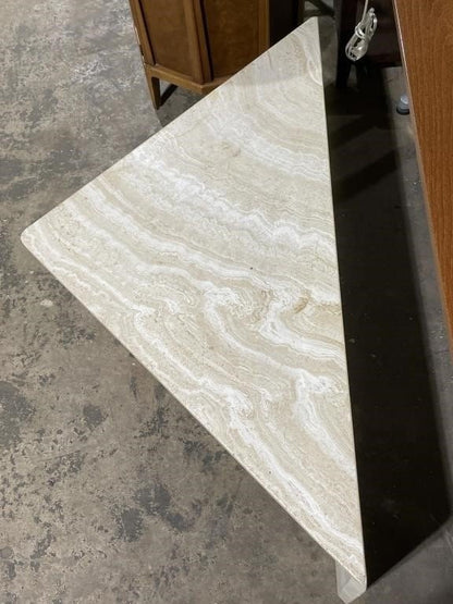 Vintage Travertine Marble Corner Table