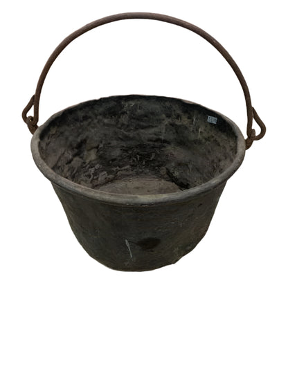 Antique Late 1800'S  Heavy Copper Kettle Apple Butter Pot with Handle