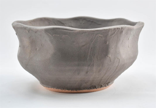 Gray clay bowl -  signed