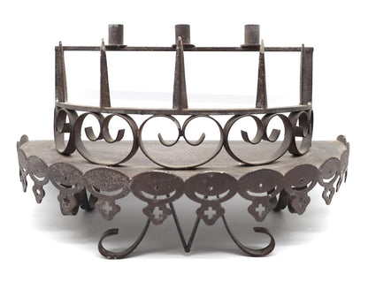 Set of two Antique Gothic Wrought iron Candle Wall Shelf or Sconce