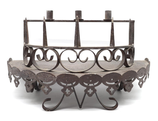 Set of two Antique Gothic Wrought iron Candle Wall Shelf or Sconce