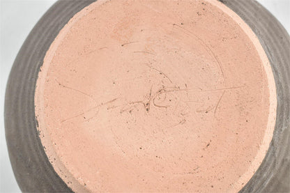 Gray clay bowl -  signed