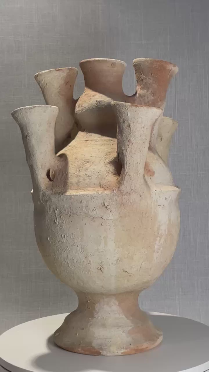 Large Moroccan Multi-Spouted Terracotta Vase with Natural Firing Patina