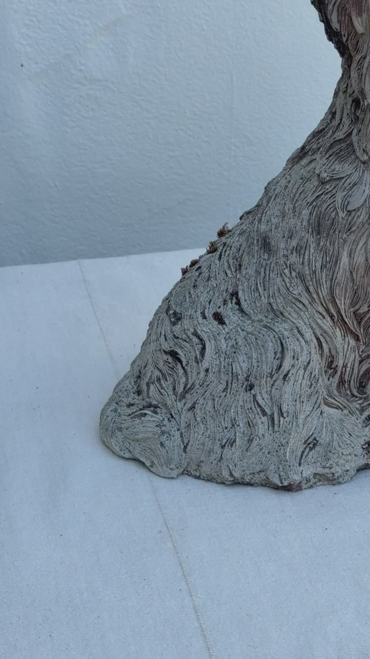 Weathered Concrete Terrier Dog Garden Statue with Hand-Finished Textured Fur