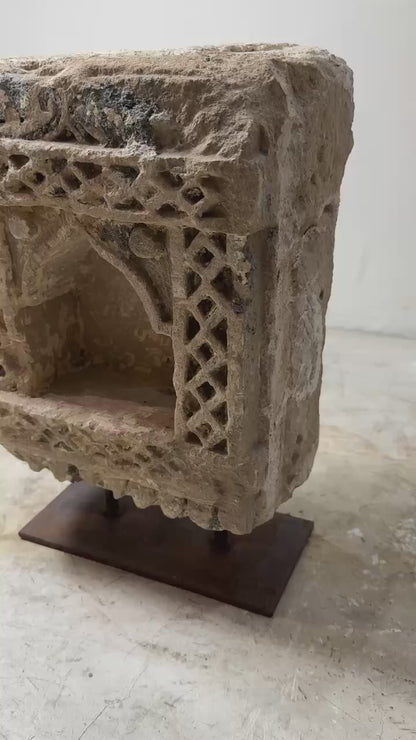 Trio of Antique Stone Wall Niches with Intricate Carvings