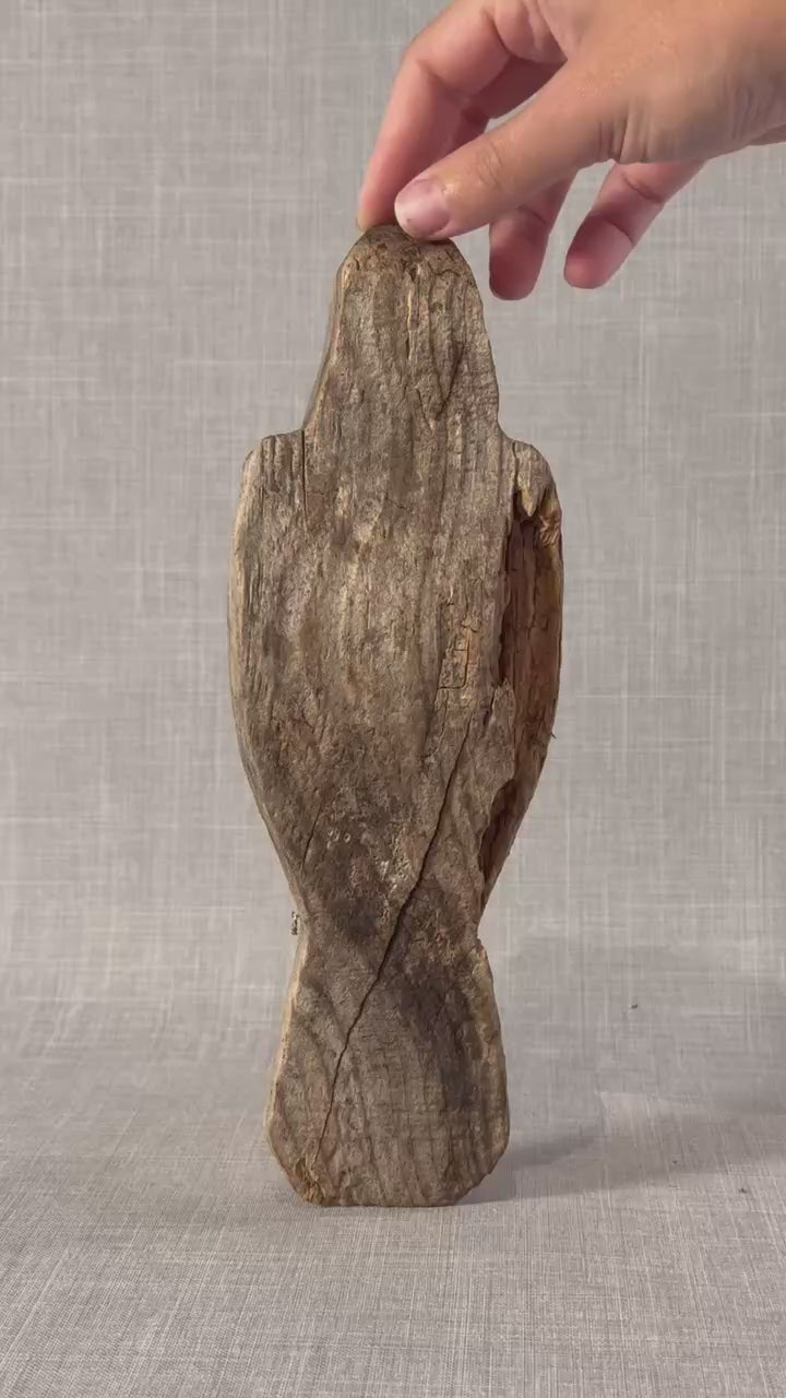 Antique Primitive Hand-Carved Wooden Bird Decoy Sculpture