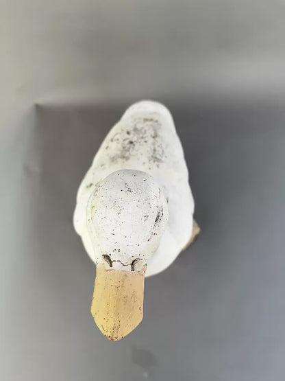 Vintage Handcrafted Concrete Duck Garden Sculpture – Rustic Outdoor Decor