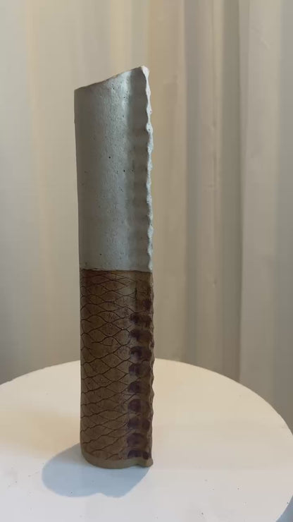 Rare 1970s Bosigo Studio Tall Pinched Pottery Vase – Lesotho, South Africa