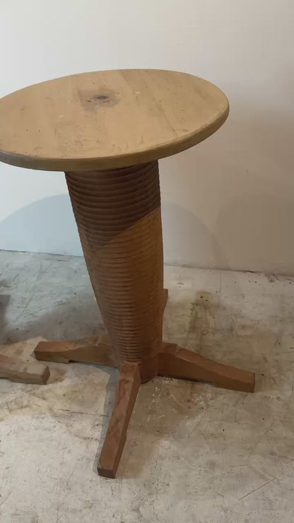 Pair of French Art Deco Style Oak Side Tables, Styled After Charles Dudouyt
