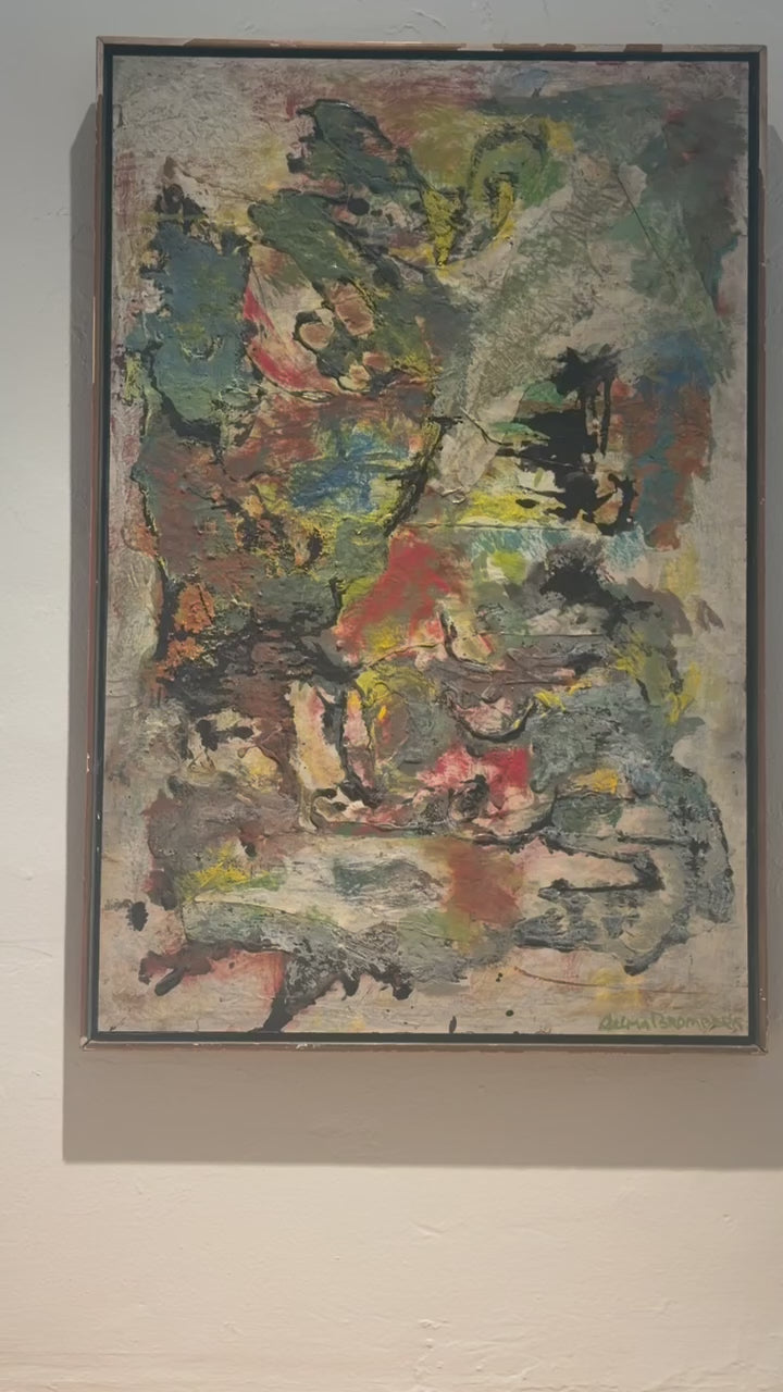 Selma Bromberg Signed Abstract Mixed Media Painting with Heavy Impasto Texture