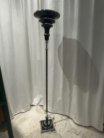 Rare RMC Model 795 Art Deco Machine Age Floor Lamp in Black Enamel and Polished Aluminum