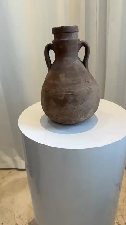 Antique Terracotta Amphora-Style Vessel with Double Handles