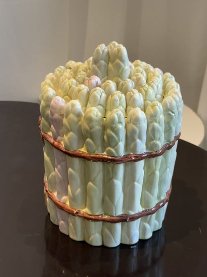 Vintage Italian Majolica Asparagus Bundle Lidded Jar