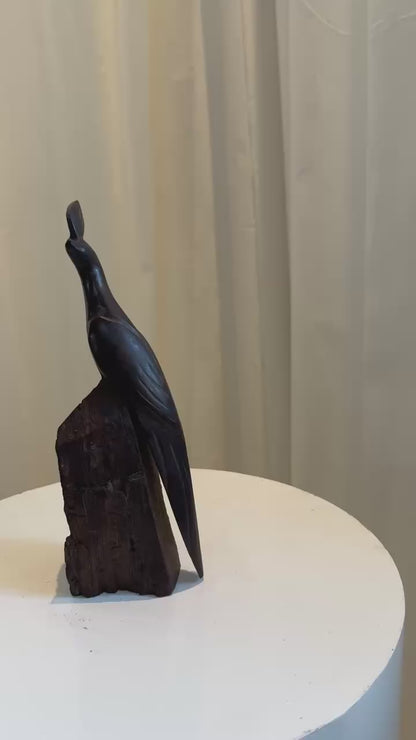 Hand-Carved Ironwood Pheasant Sculpture – Vintage Southwestern Art