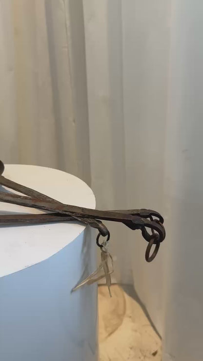 Antique Hand-Forged Iron Cooking Ladles – Set of Three Rustic Kitchen Utensils