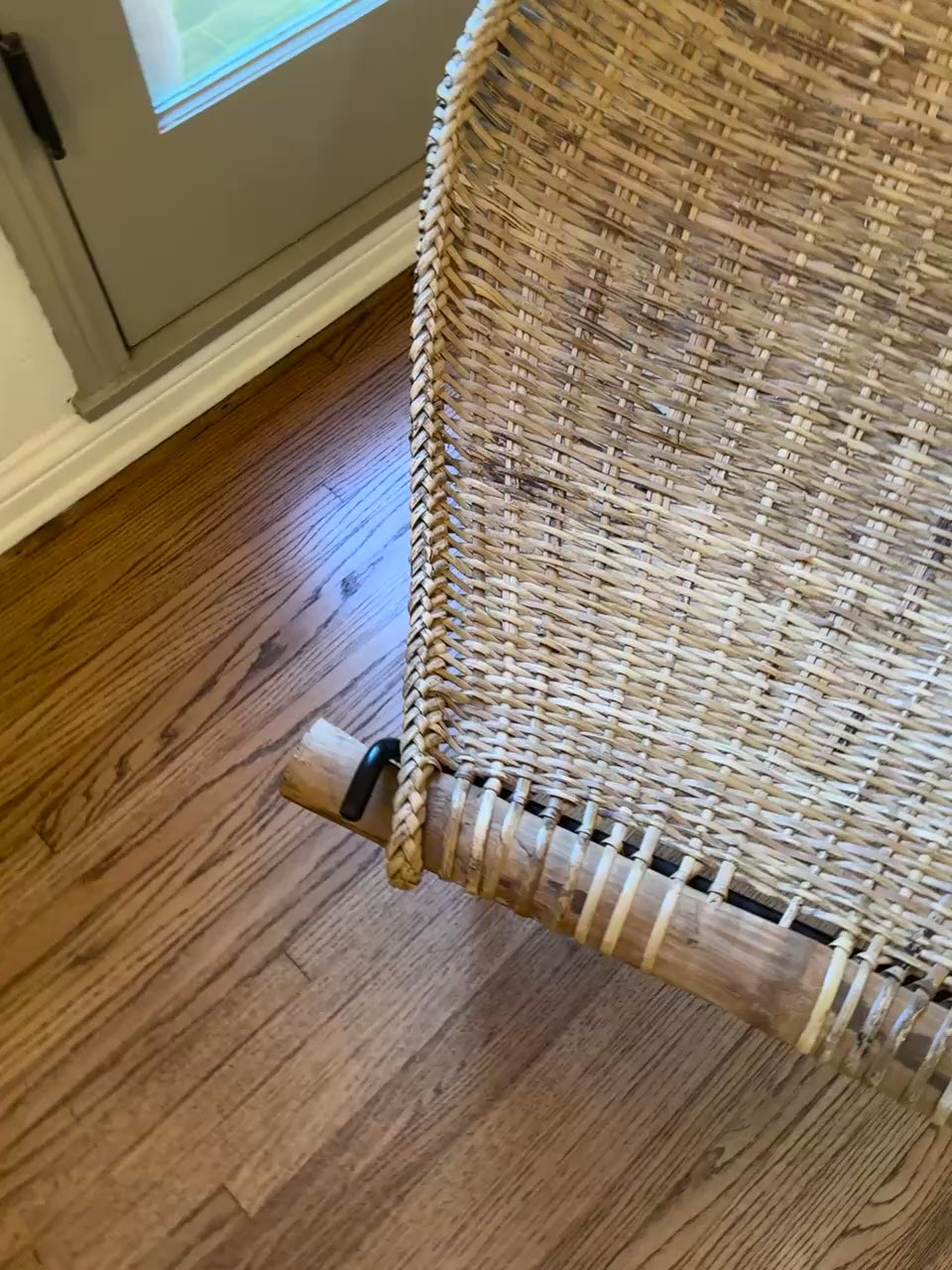 Mid-Century Modern “Duyan” Lounge Chair by John Risley, Rattan, Iron & Wood, USA