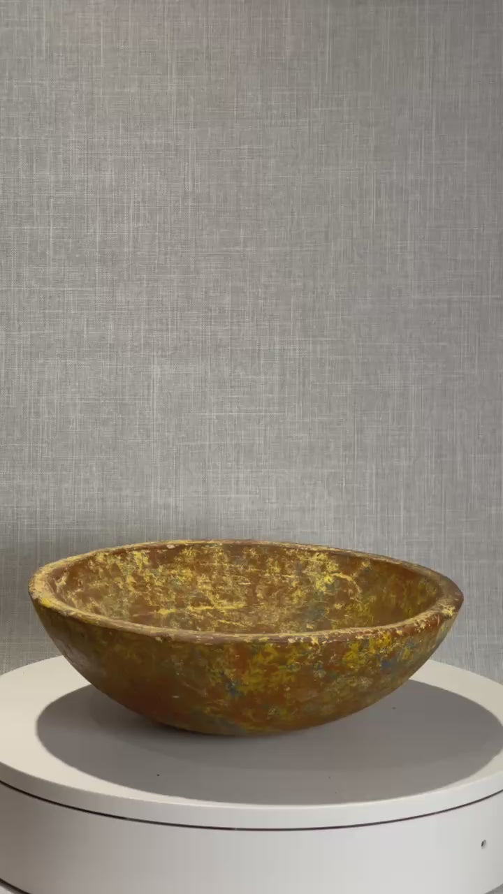 antique wood bowl farmhouse centerpiece natural patina