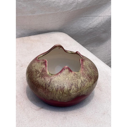 Vintage Pink Ceramic Pinched Top Bowl
